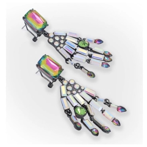 Betsey Johnson “RICH WITCH” Halloween Skeleton Hand Rhinestone Drop Earrings - Picture 2 of 8